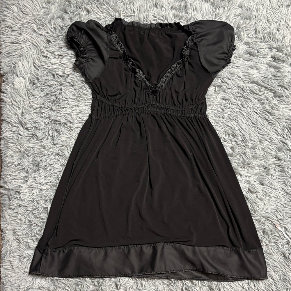 Y2K Puff Sleeve Satin Hem Babydoll Dress - Picture 10 of 15